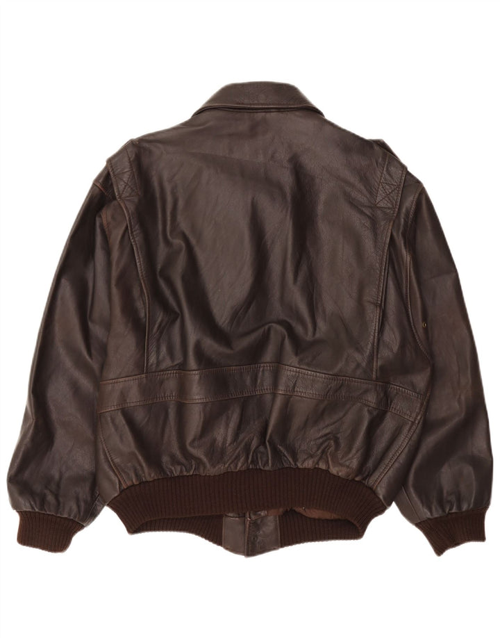 Chaqueta de cuero vintage para hombre Reino Unido 42 XL Marrón