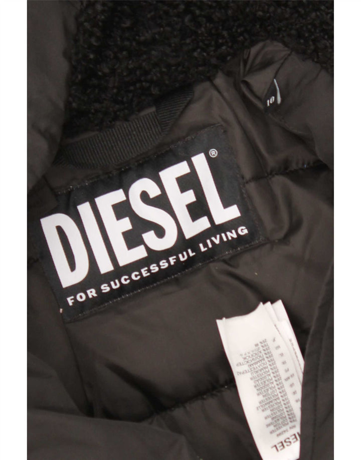 Diesel Chaqueta Parka Con Capucha Para Mujer UK 10 Small Poliéster Negro