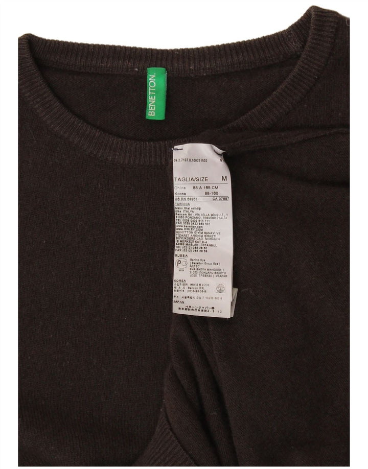 BENETTON Suéter tipo jersey con cuello barco para mujer UK 40 Lana marrón medio