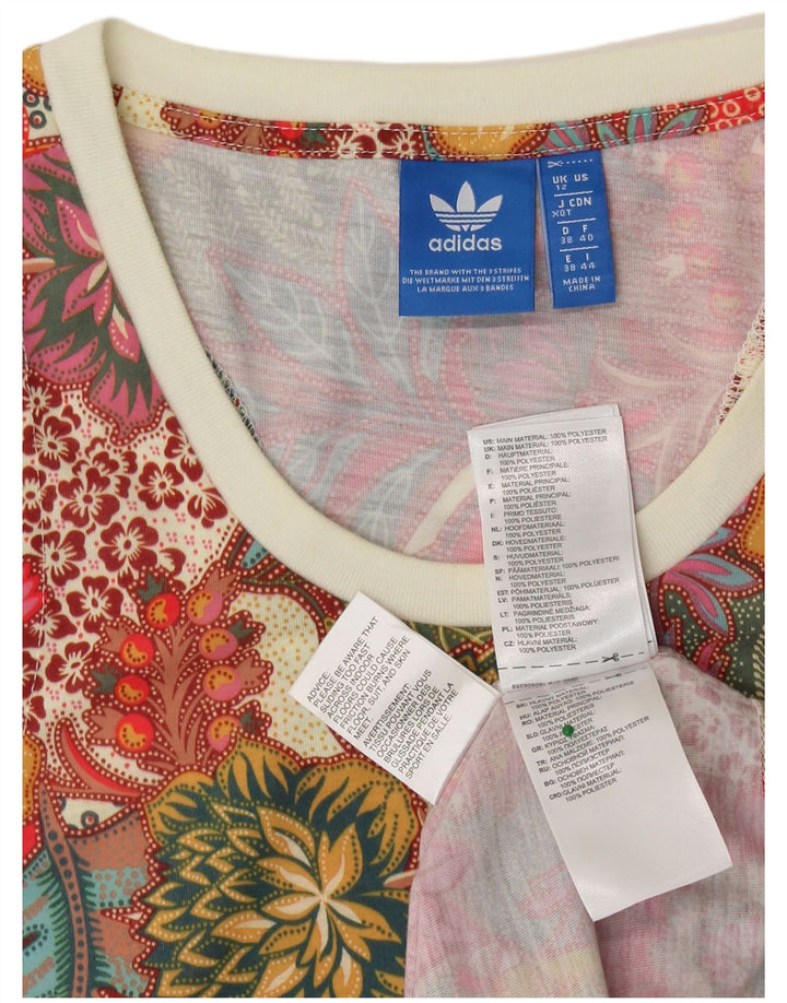ADIDAS Top gráfico sin mangas para mujer UK 12 Mediano Poliéster floral multicolor