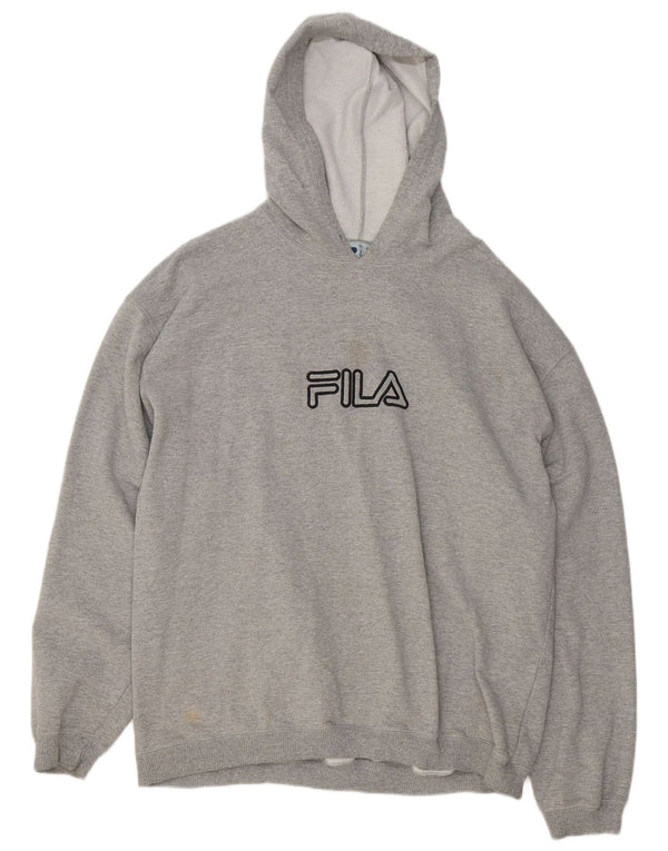 Fila Jersey con capucha gráfica para hombre 2XL Algodón moteado gris