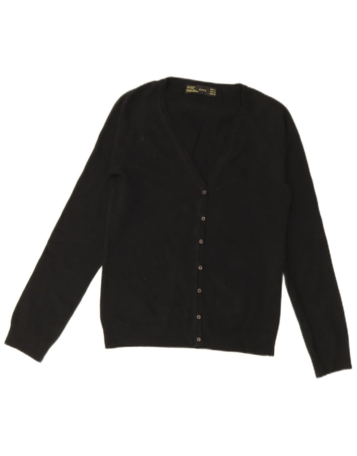 Zara Mujer Cárdigan Suéter UK 12 Mediano Negro Algodón