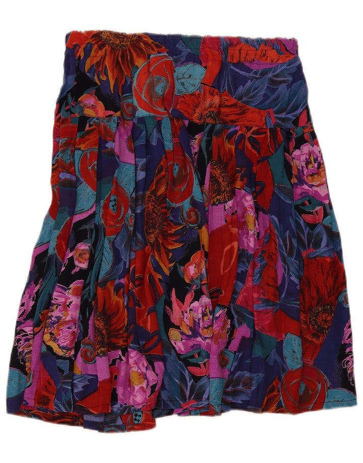 Falda plisada vintage para mujer W30 floral multicolor medio