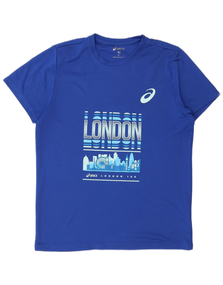 Asics Hombre London Graphic Camiseta Top Poliéster Azul Medio