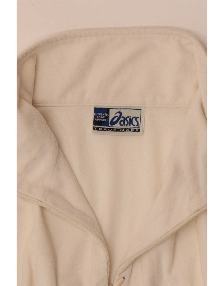 Asics - Jersey de forro polar con cremallera para mujer, talla 40, poliéster blanco mediano