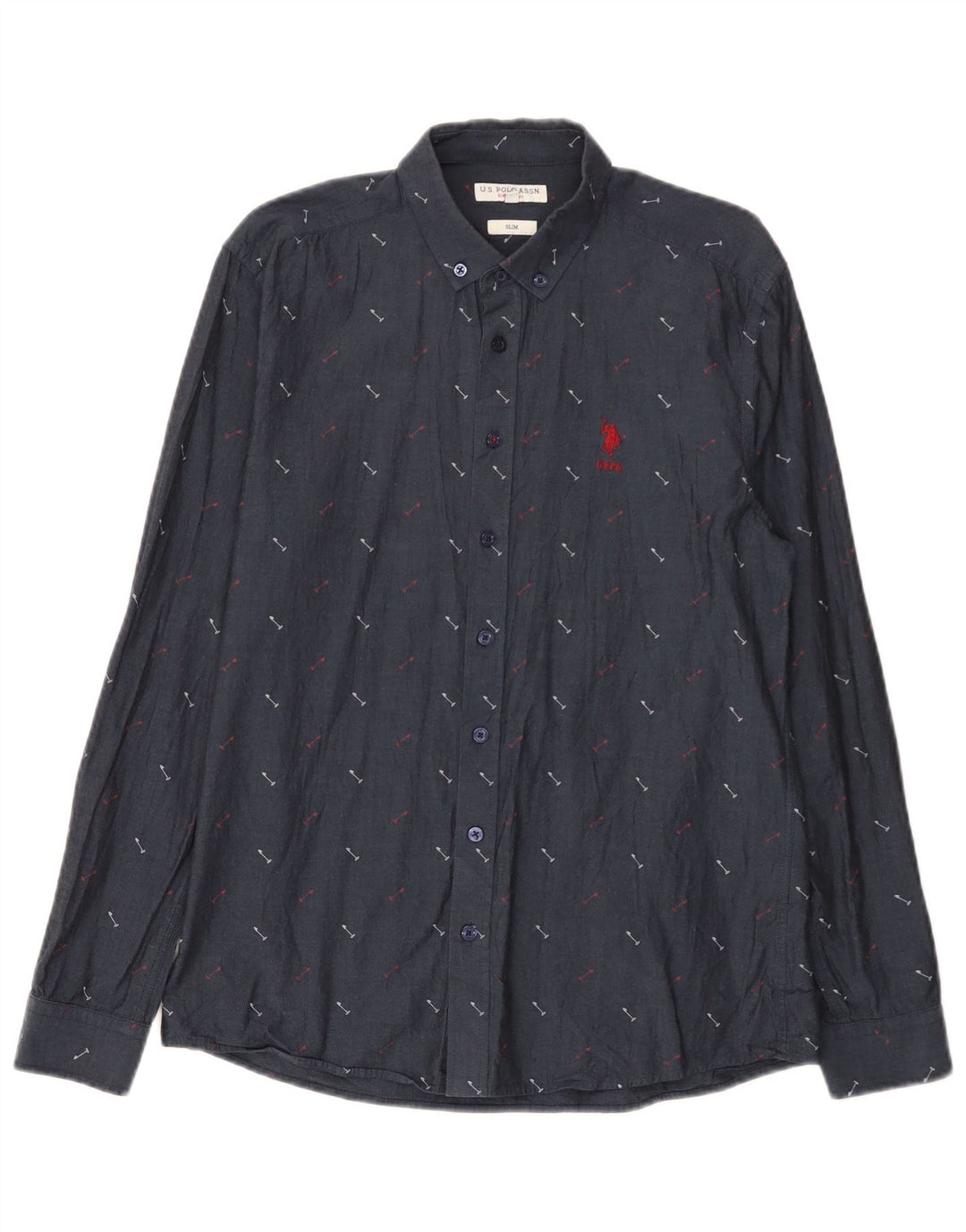 Asociación de Polo de EE. UU. Camisa Slim Con Estampado Abstracto De Algodón Azul Marino Medio Hombre