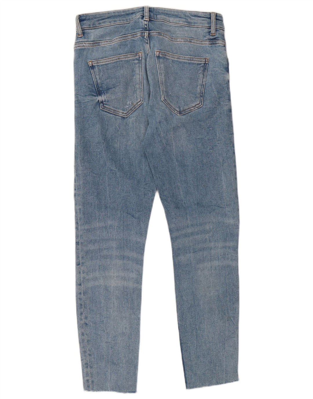 ZARA Vaqueros pitillo desgastados cortos para mujer EU 40 Medium W30 L26 Algodón azul