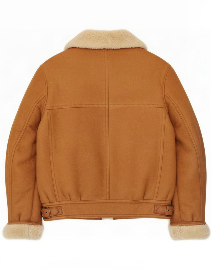 Chaqueta de piel de oveja vintage para hombre IT 52 XL Beige