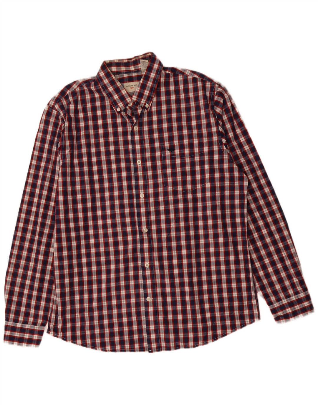 DOCKERS Camisa Hombre Grande Azul Marino Cuadros Algodón