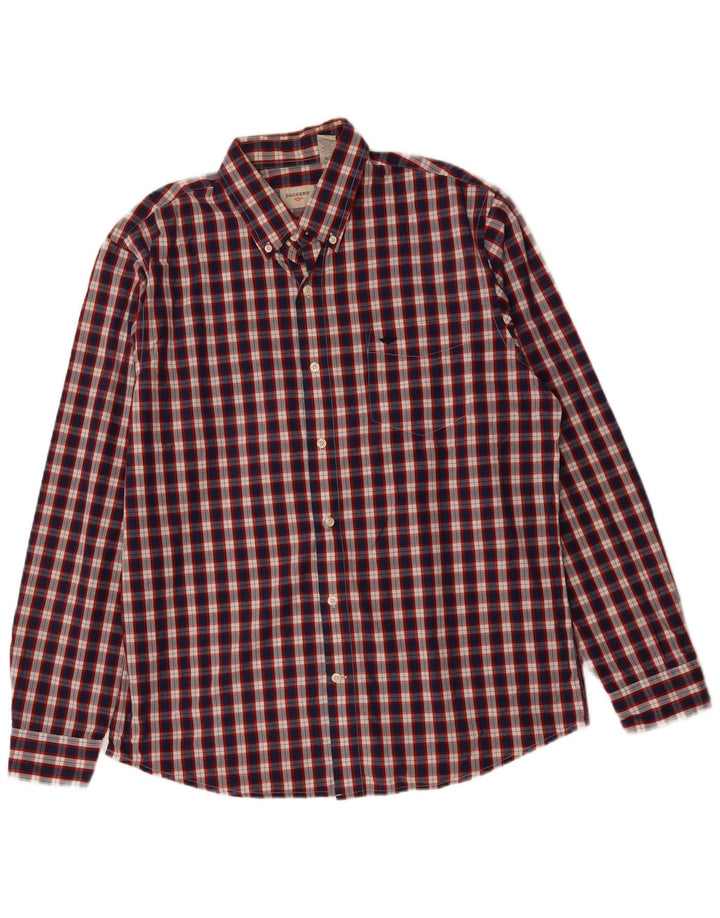 DOCKERS Camisa Hombre Grande Azul Marino Cuadros Algodón