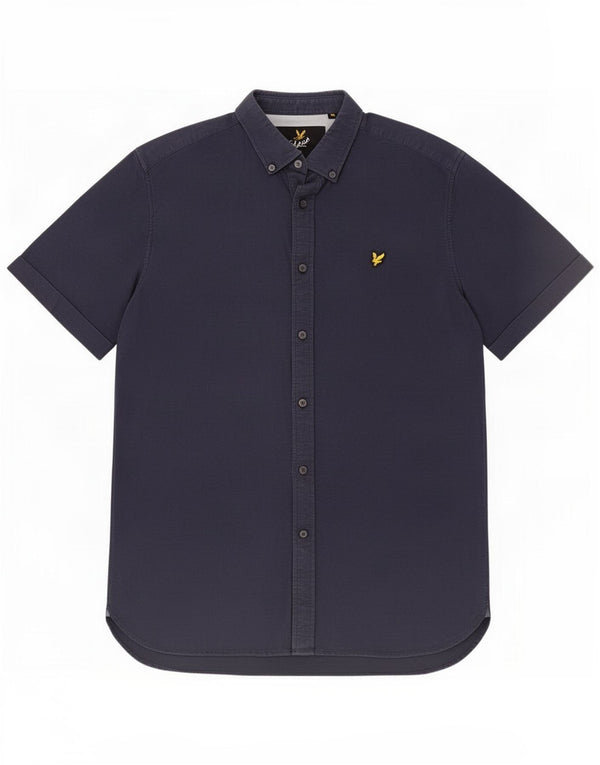 Lyle & Scott Camisa de manga corta para hombre grande de algodón azul marino