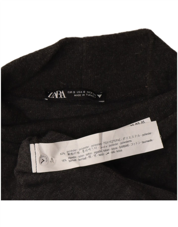 Zara Mujer Vestido Jersey De Manga Corta UK 40 Pequeño Poliéster Gris