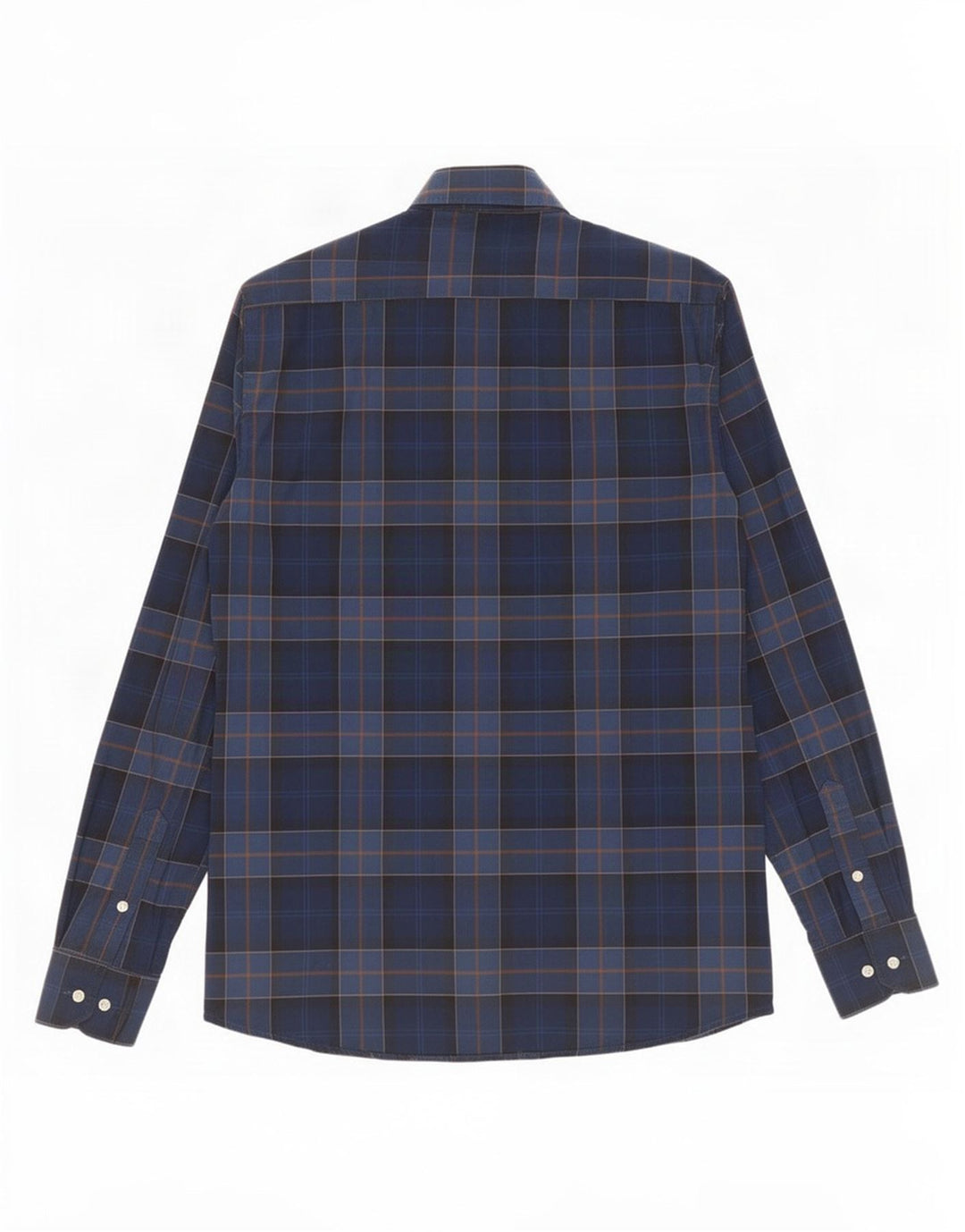Barbour Hombre Camisa Entallada De Algodón A Cuadros Azul Medio