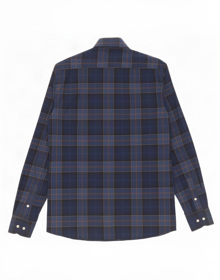 Barbour Hombre Camisa Entallada De Algodón A Cuadros Azul Medio