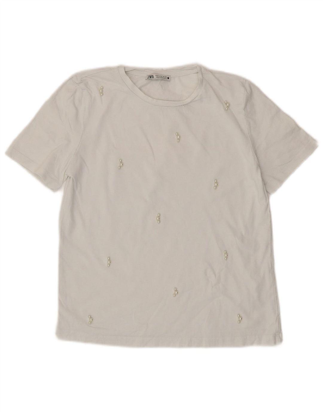 ZARA Mujer Camiseta Top UK 8 Small Blanco