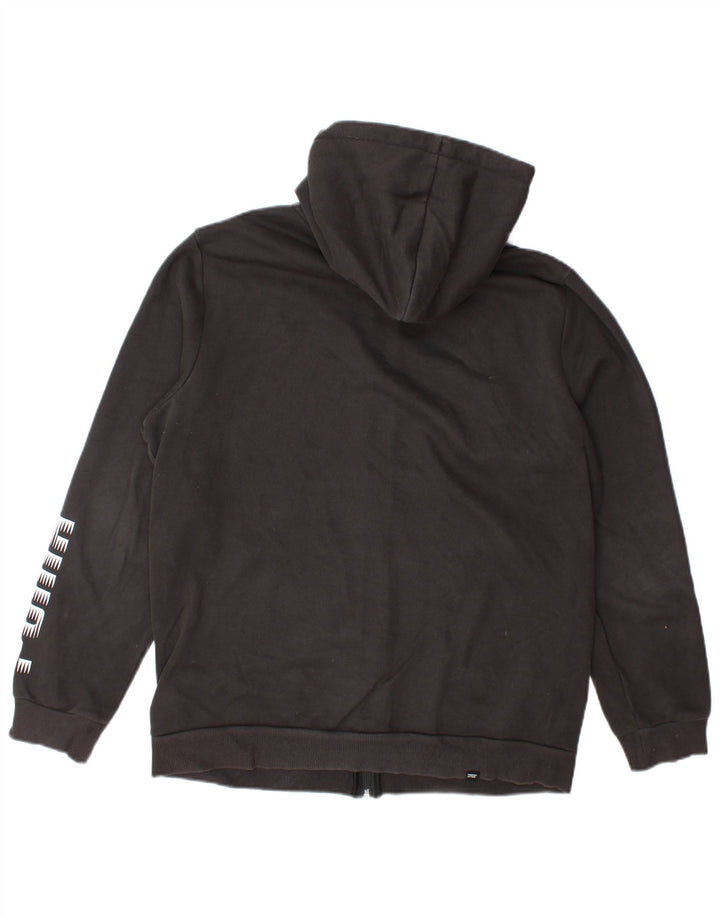 Puma Sudadera con capucha y cremallera gráfica para hombre, algodón negro mediano