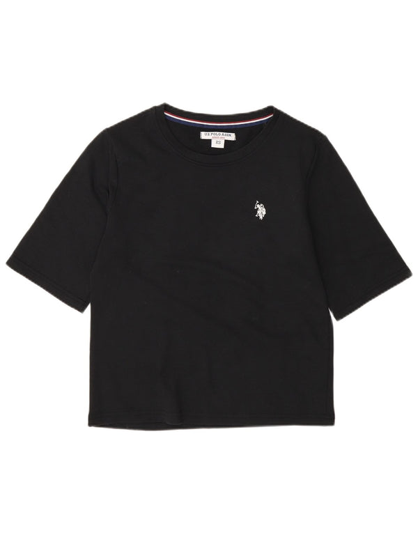 Asociación de Polo de EE. UU. Camiseta corta para mujer Top UK 6 XS Algodón negro