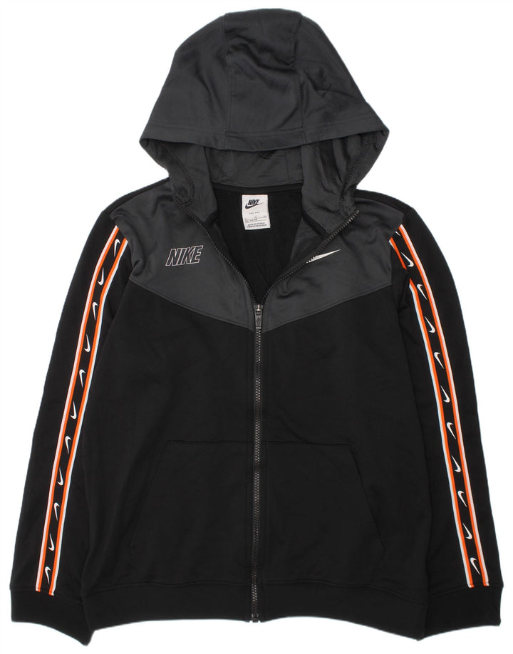 NIKE Sudadera con capucha y cremallera Dri Fit para niños 13-14 años XL Negro Colorblock