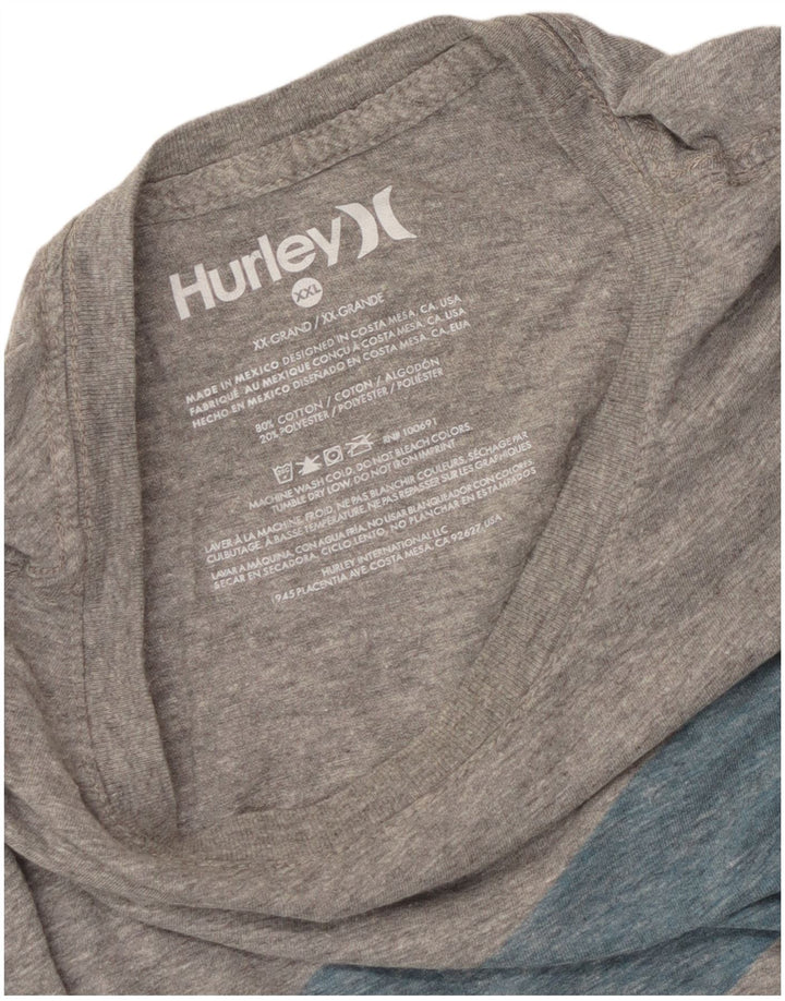 Hurley Camiseta gráfica para hombre Top 2XL Algodón gris
