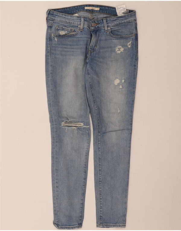Levi's Mujer 711 Vaqueros Slim Desgastados W27 L28 Algodón Azul