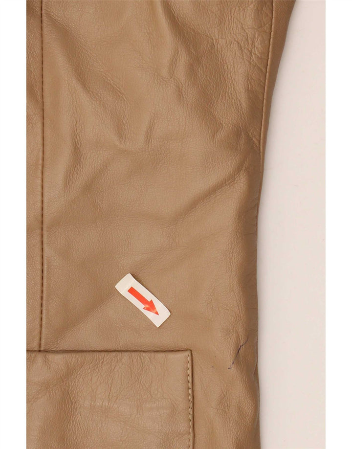 Vintage mujer 2 botones cuero Blazer chaqueta IT 48 XL Beige
