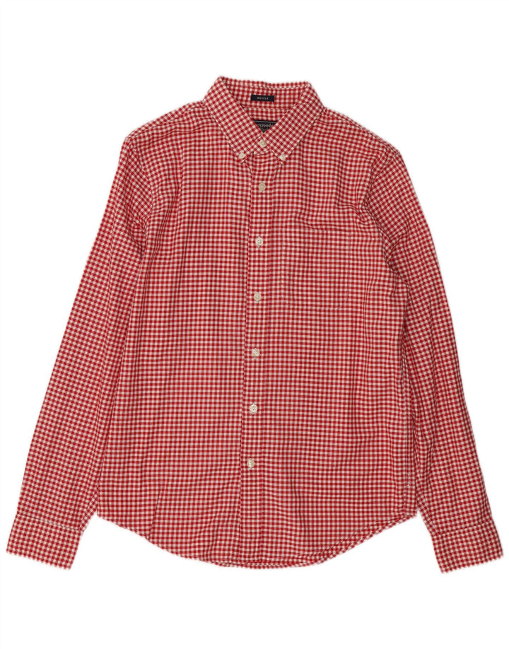 Abercrombie & Fitch Camisa para hombre Algodón a cuadros rojo mediano