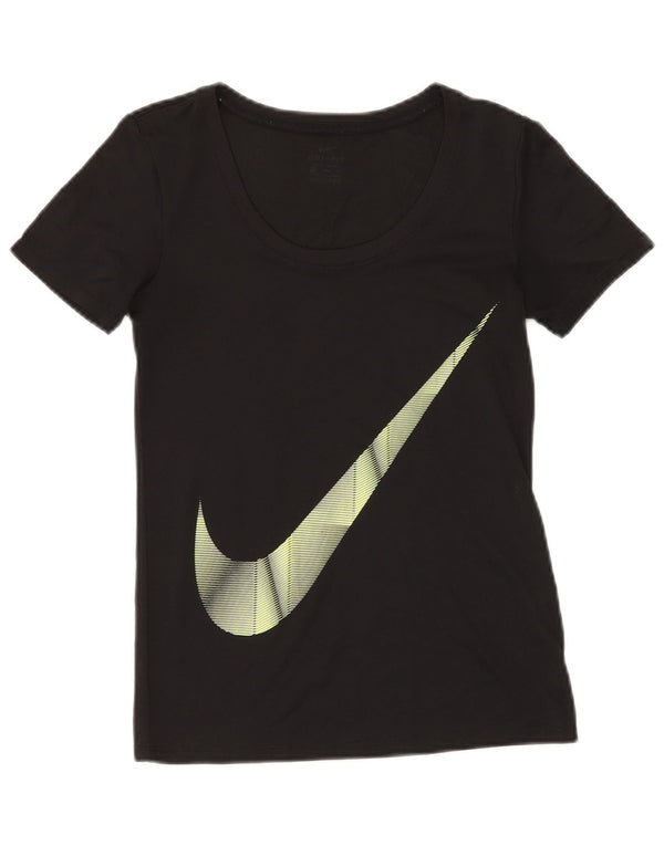 Nike Mujer Dri Fit Graphic Camiseta Top UK 10 Small Negro