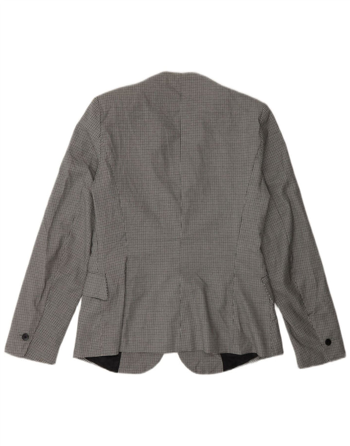 Zara Mujer Chaqueta Blazer De 1 Botón EU 36 XS Poliéster De Pata De Gallo Gris