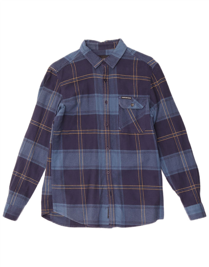 Calvin Klein Camisa de franela ajustada para hombre Poliéster a cuadros azul marino medio