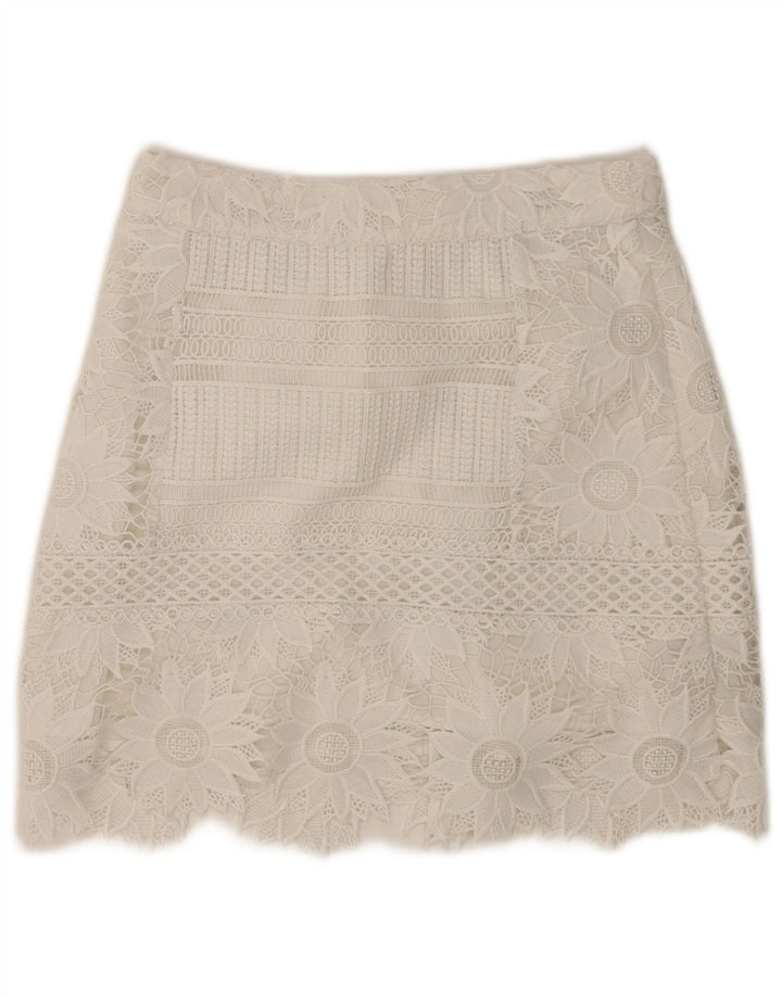 Topshop Minifalda para mujer UK 8 Small W28 Poliéster floral blanco