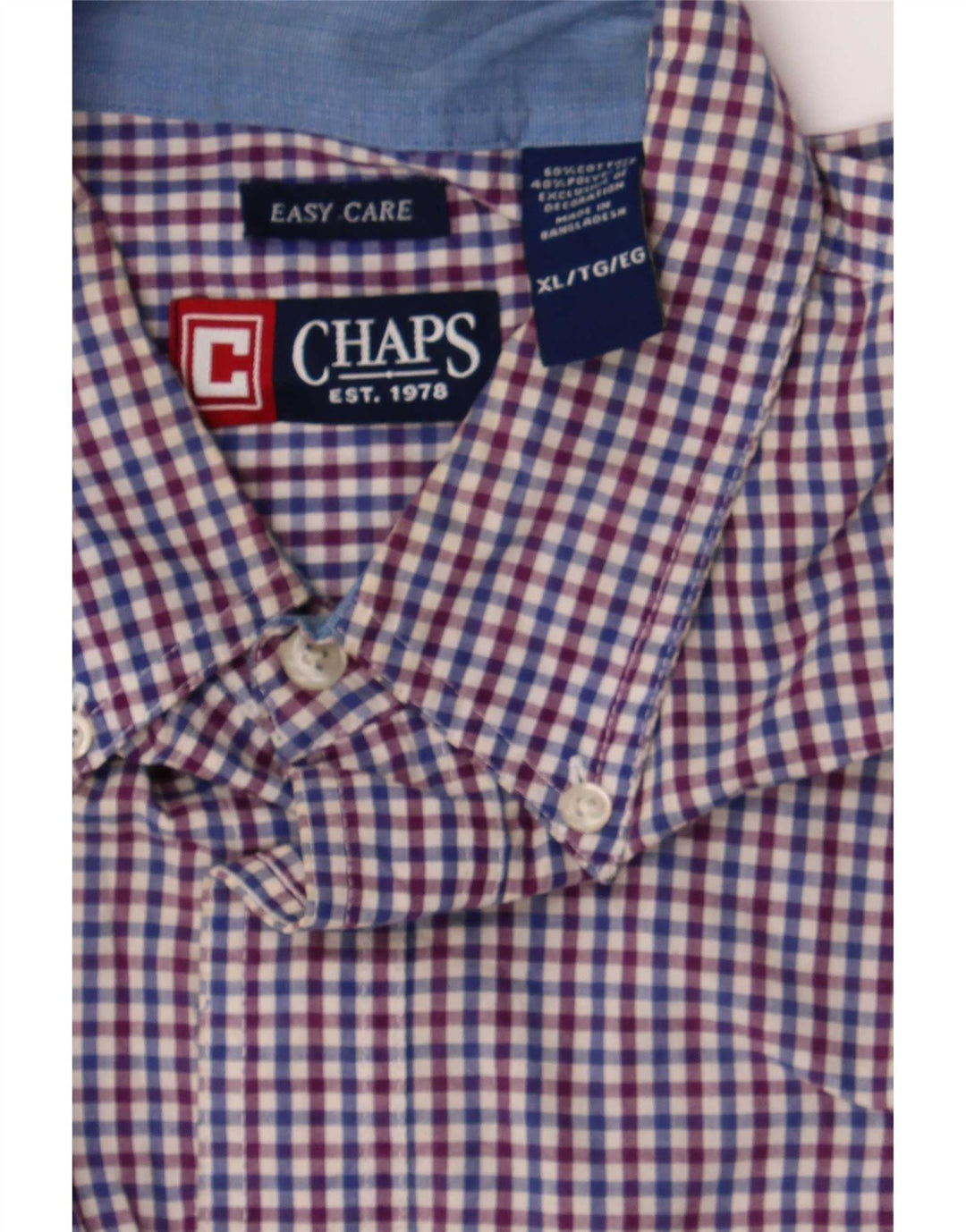 Chaps Camisa Hombre XL Algodón Vichy Azul