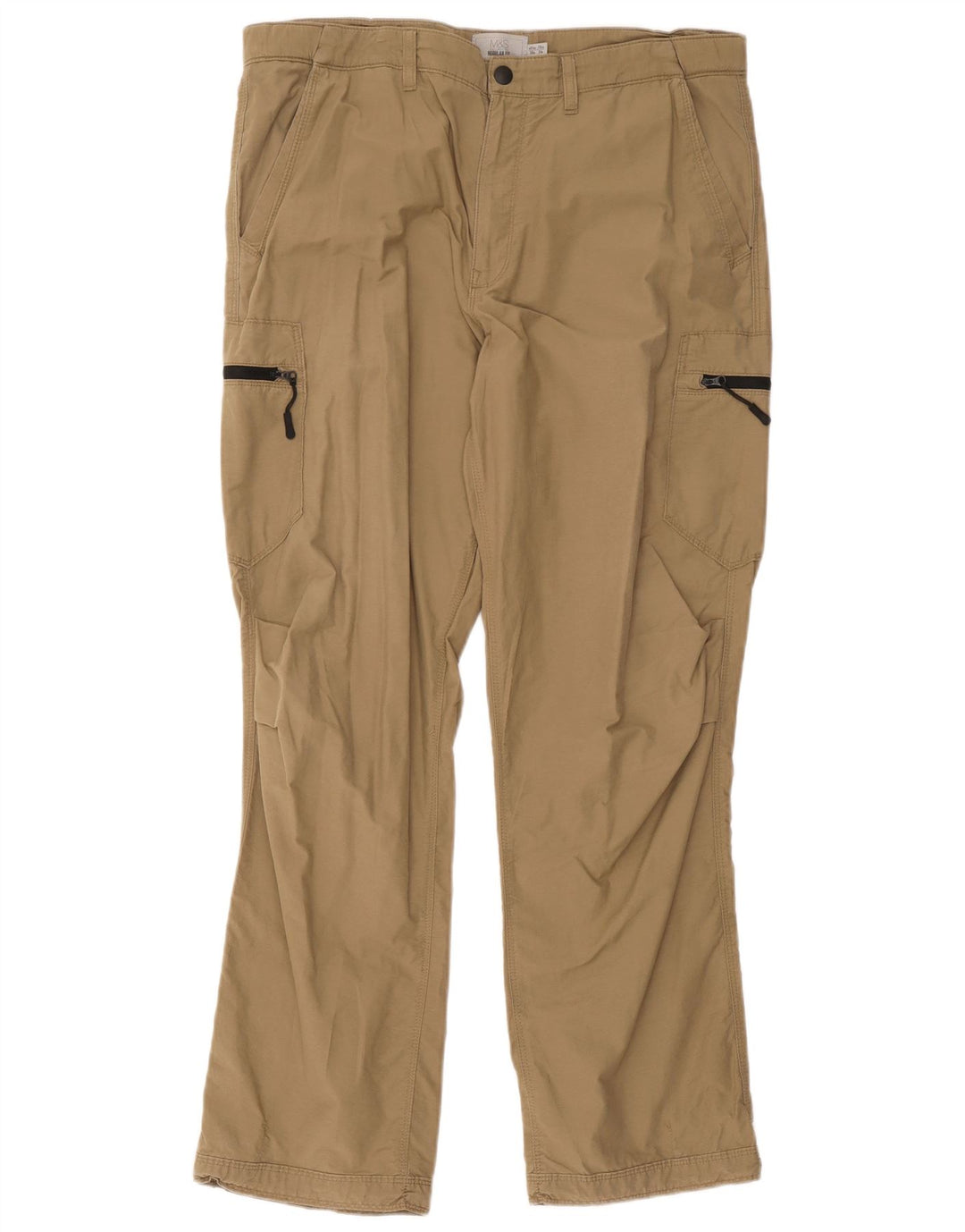 Marks & Spencer Pantalones cargo de corte regular para hombre W36 L31 Algodón beige
