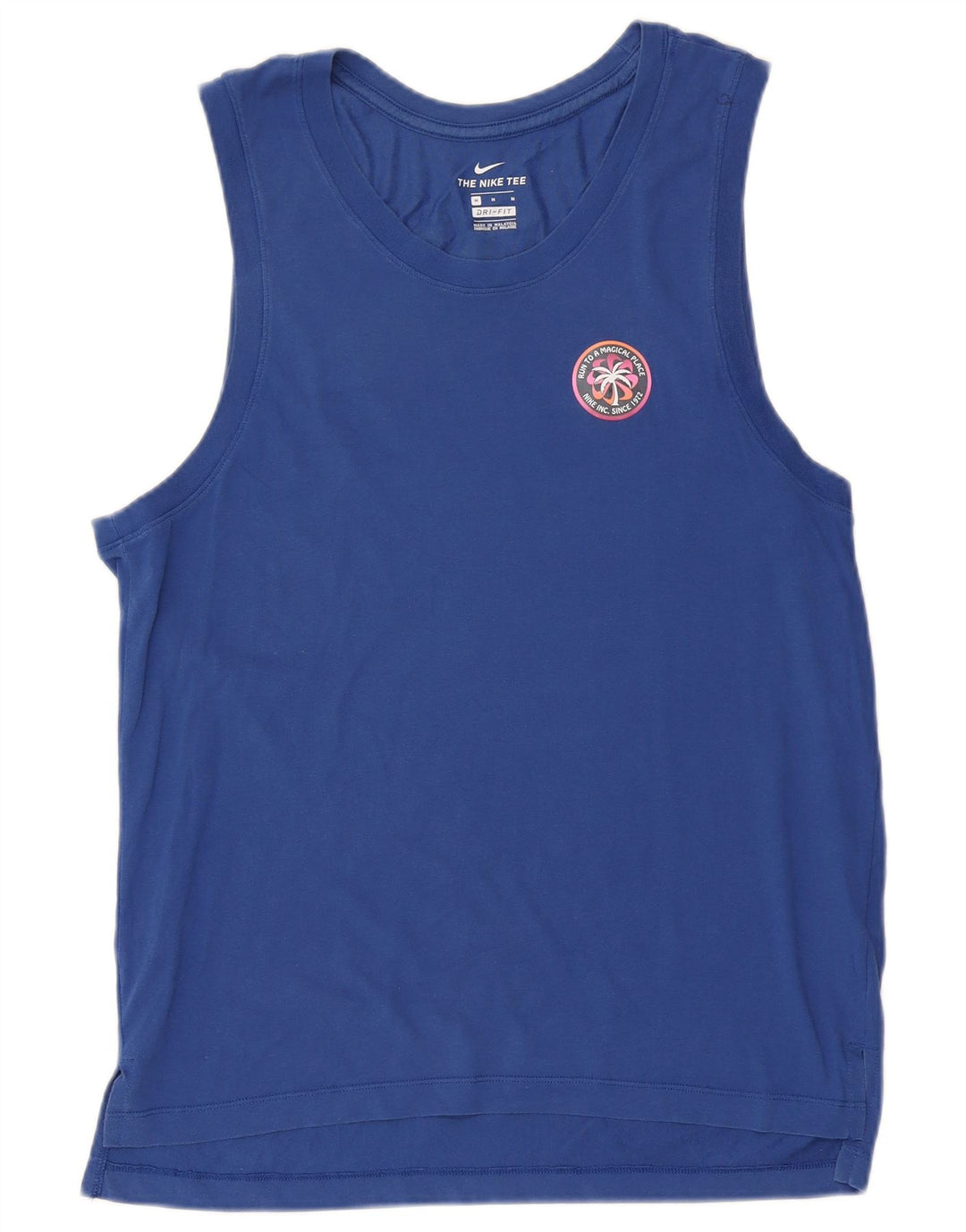 Camiseta sin mangas con gráfico Nike de algodón azul medio para hombre