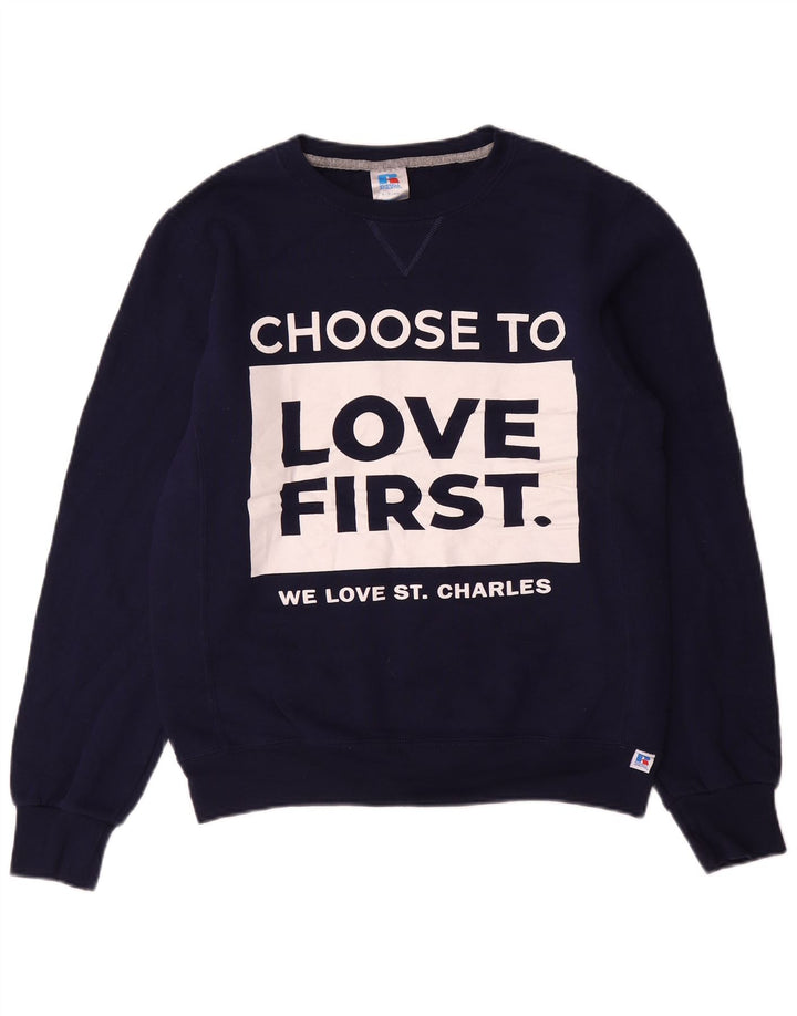 RUSSELL ATHLETIC Sudadera gráfica para hombre Jersey Pequeño Azul marino Algodón