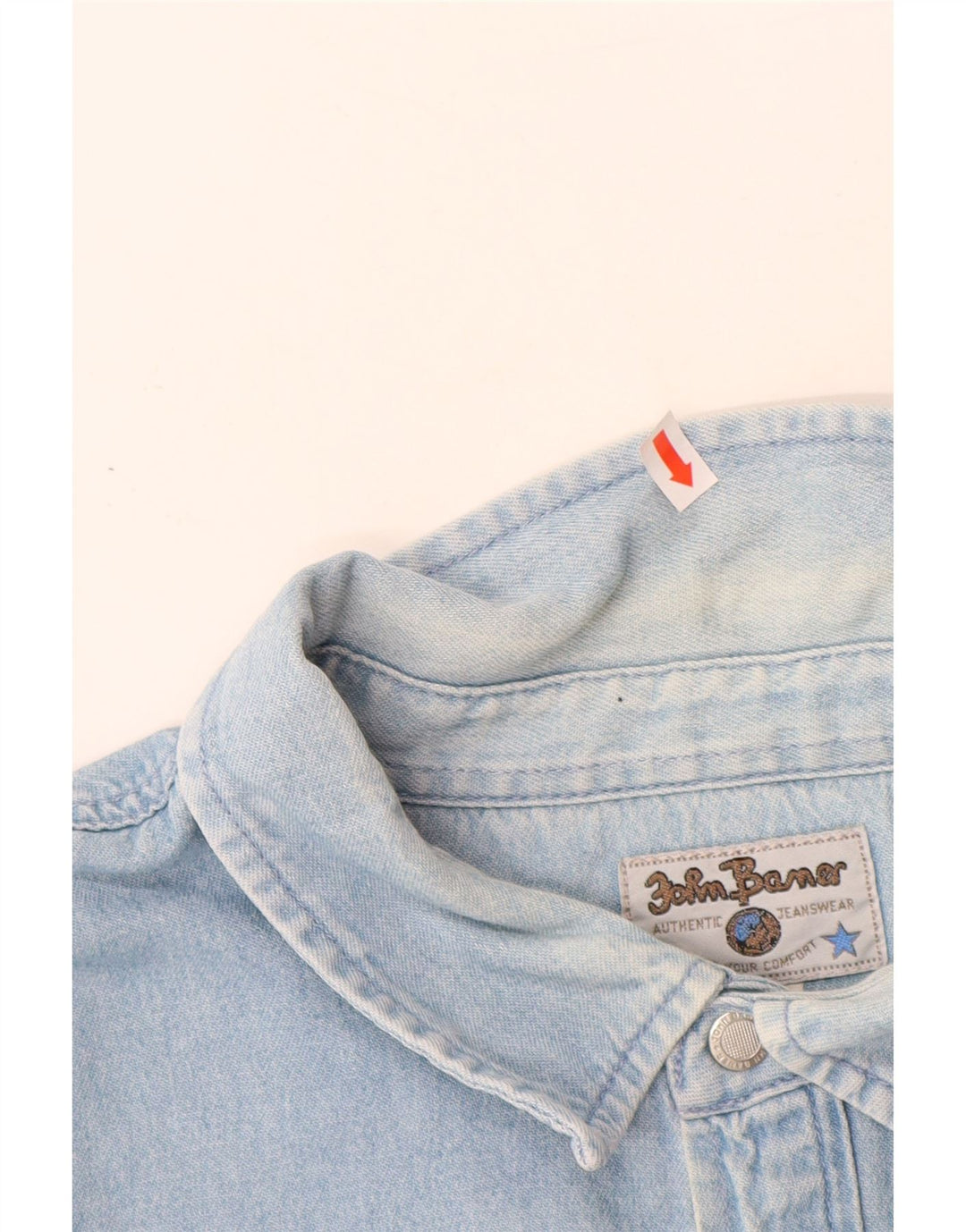 JOHN BANER Camisa vaquera para hombre 3XL Algodón azul