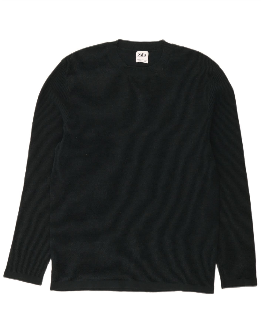 Zara Hombre Top Manga Larga Algodón Verde Medio