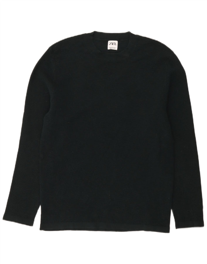 Zara Hombre Top Manga Larga Algodón Verde Medio