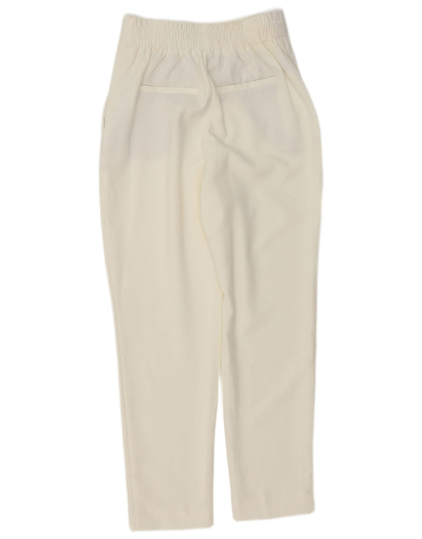 Zara Mujer Pantalones Casuales Cónicos De Cintura Alta XS W24 L27 Poliéster Blanco