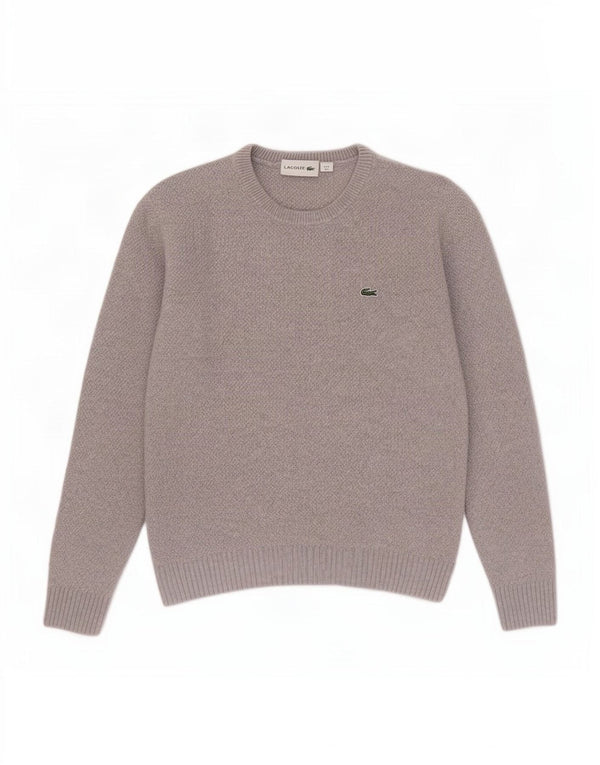 Lacoste Jersey de cuello redondo para mujer UK 10 Small Grey Wool