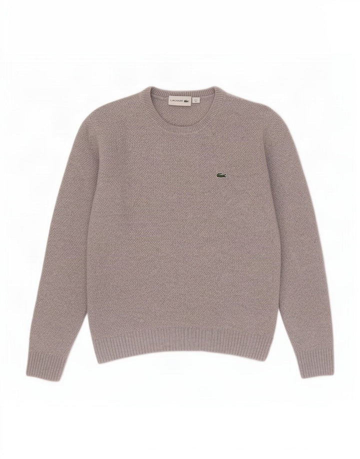 Lacoste Jersey de cuello redondo para mujer UK 10 Small Grey Wool