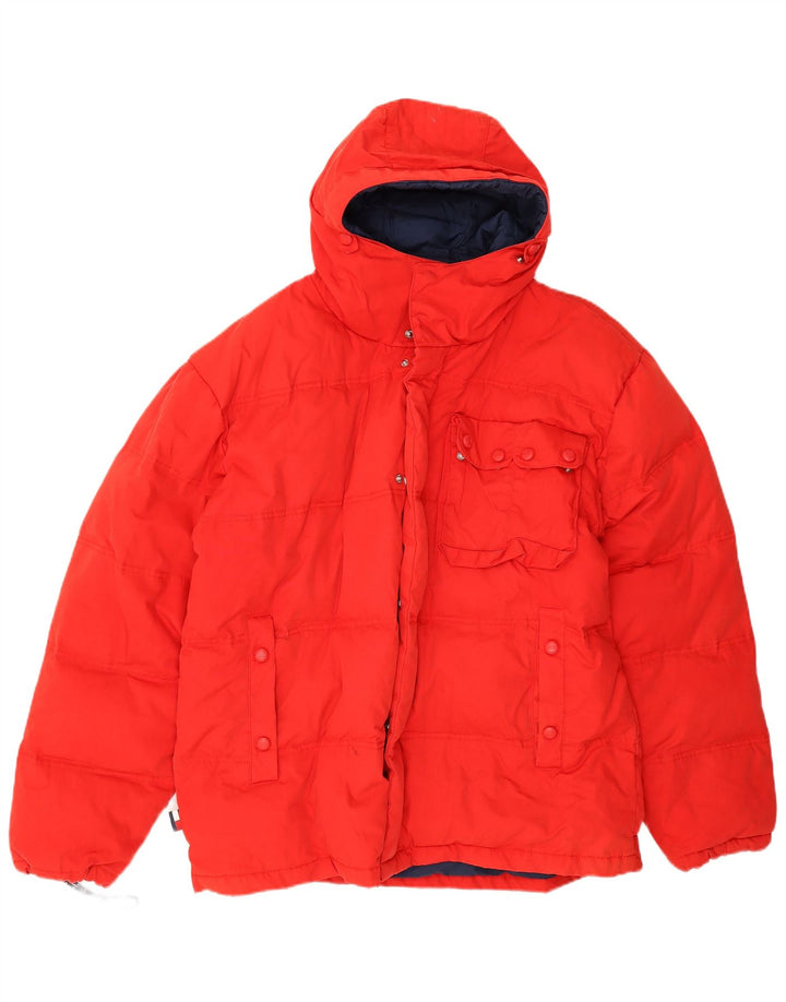 Tommy Hilfiger Chaqueta acolchada con capucha para hombre UK 40 Large Poliéster rojo
