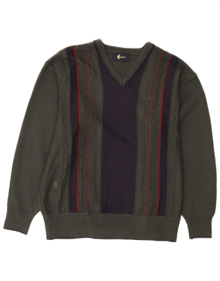 Gabicci Jersey Con Cuello En V De Lana Color Block Medium Caqui Hombre