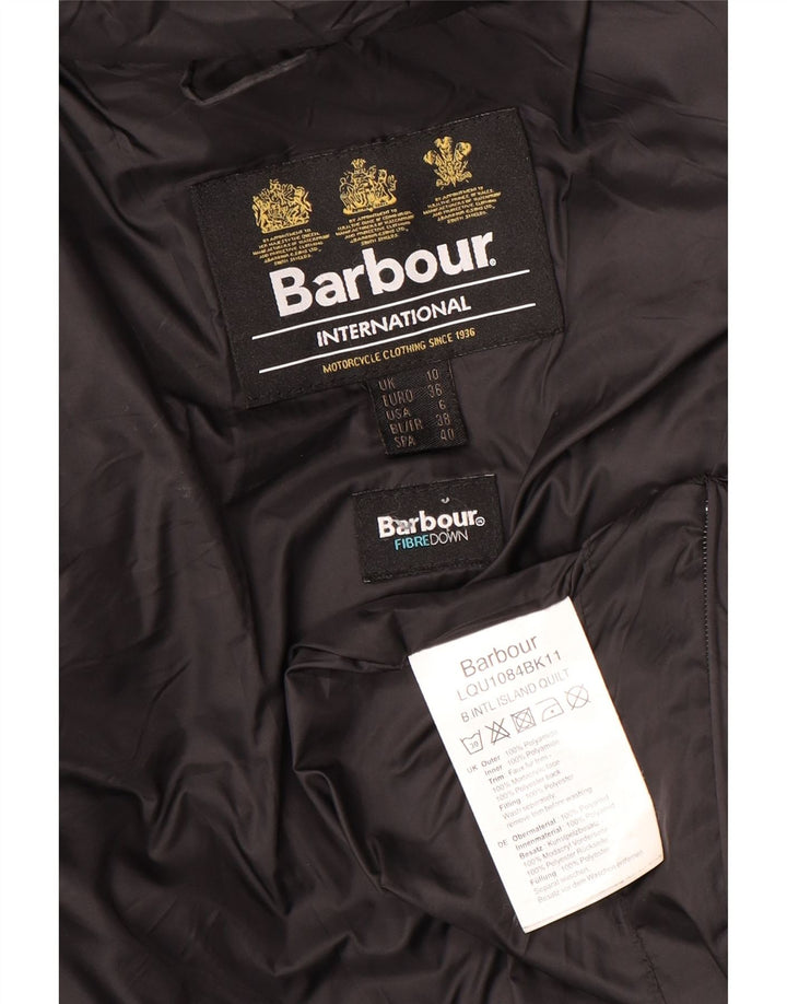 Barbour Chaqueta Acolchada Con Capucha Para Mujer UK 10 Small Poliamida Negra
