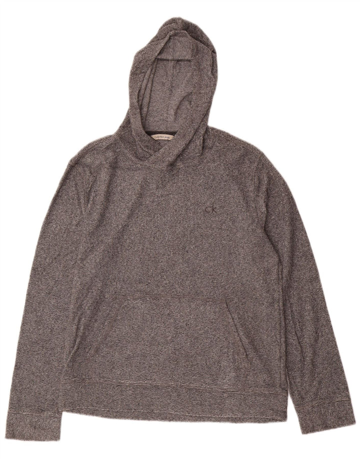 CALVIN KLEIN JEANS Jersey con capucha para mujer UK 40 Algodón moteado gris medio