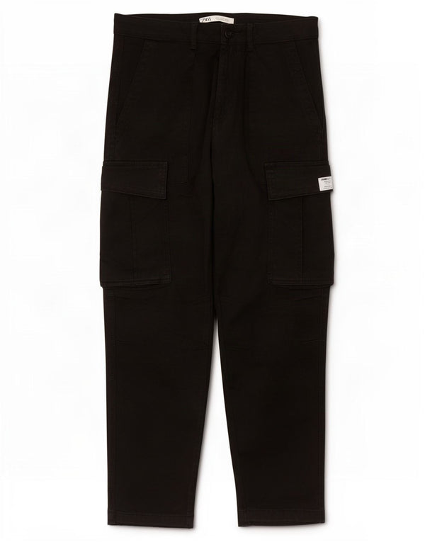 Zara Pantalón cargo recto para hombre EU 40 Medium W31 L28 Algodón negro