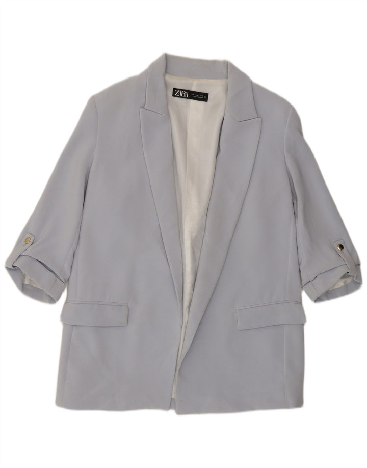 Zara Chaqueta Blazer Abierta De Manga 3/4 para Mujer UK 46 Azul Grande