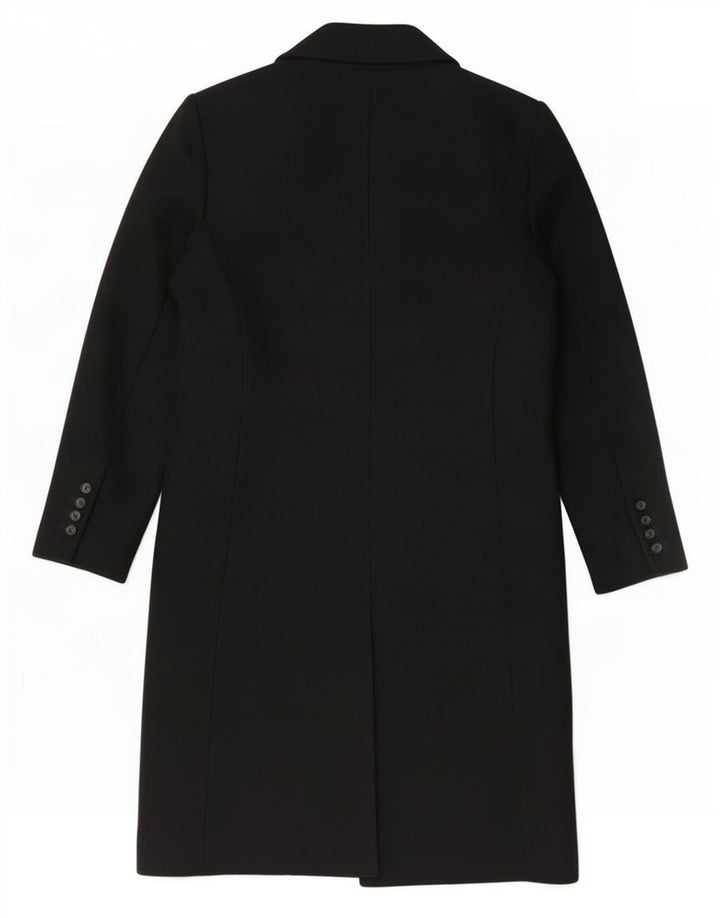 Zara Mujer Abrigo Cruzado UK 44 Medio Poliéster Negro