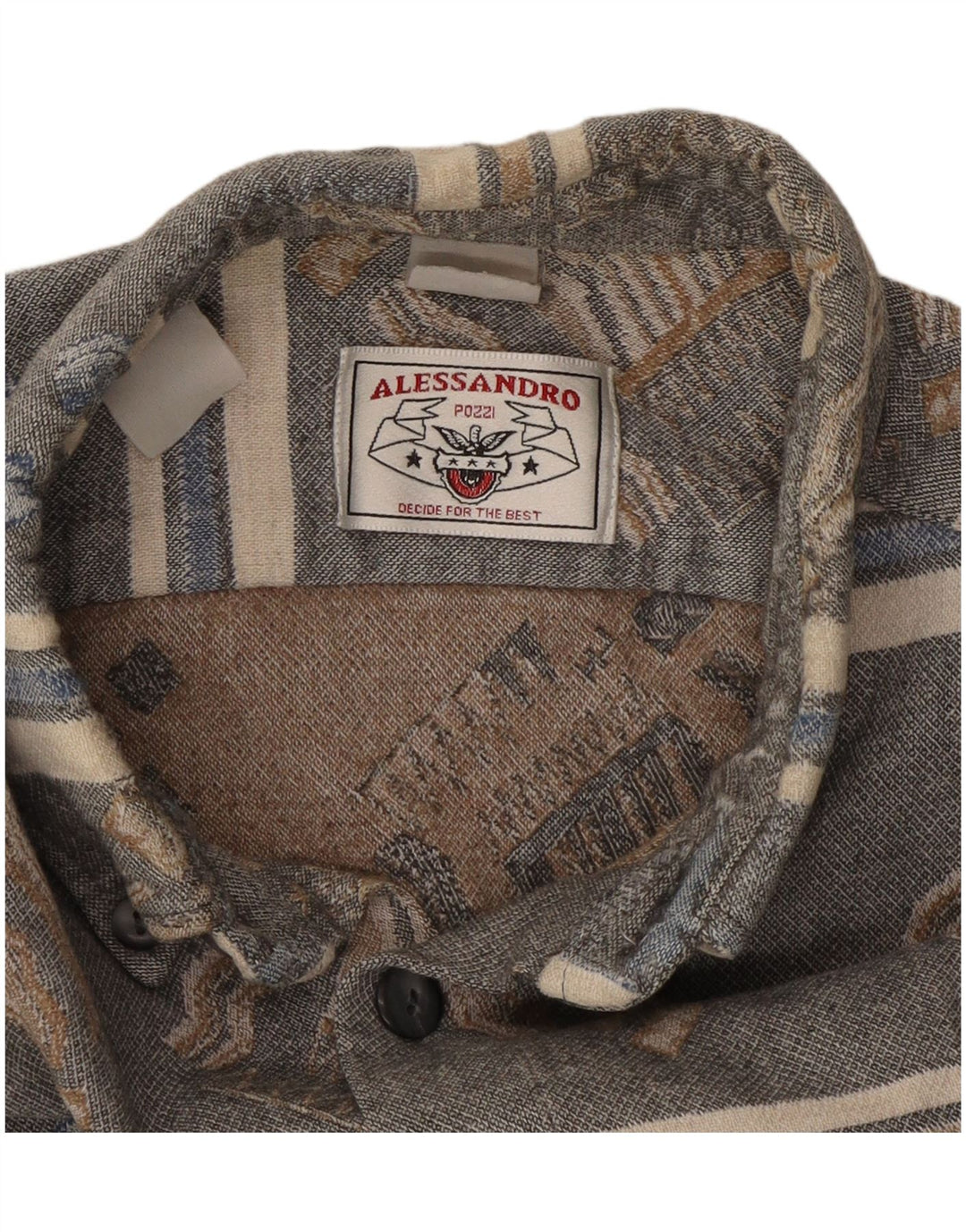 Vintage hombres franela camisa grande gris rayas