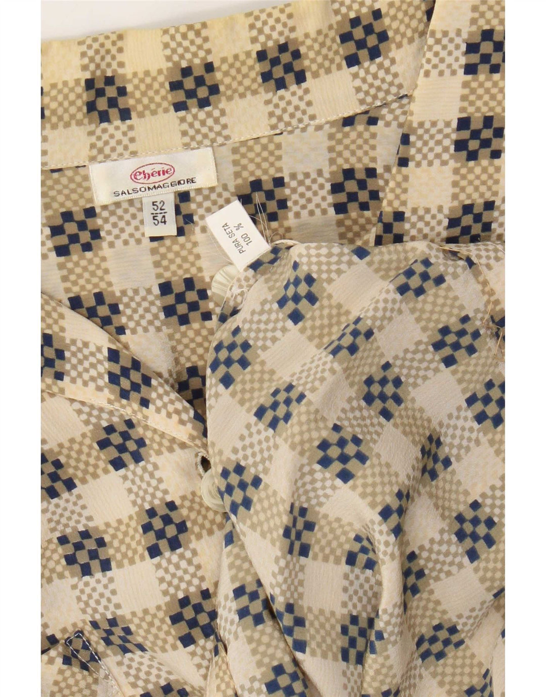 cherie Camisa Mujer IT 52/54 2XL Beige Cuadros Seda