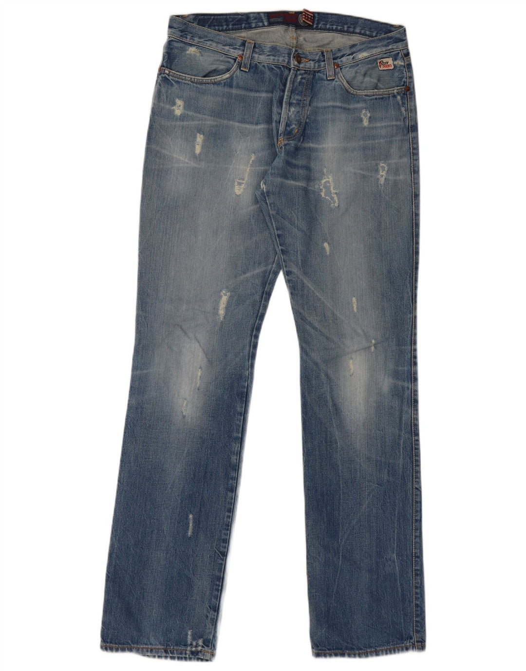 Roy Rogers Vaqueros rectos desgastados para hombre W34 L36 Algodón azul